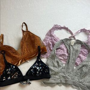 4 Bras Bralettes mix brands all size Small Auden Out from Under VS Francesca’s